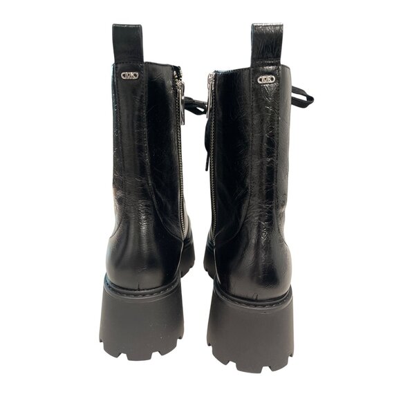NEW Michael Kors Black Leather Blake Lug Sole Combat Boots Size 8M - Picture 4 of 9